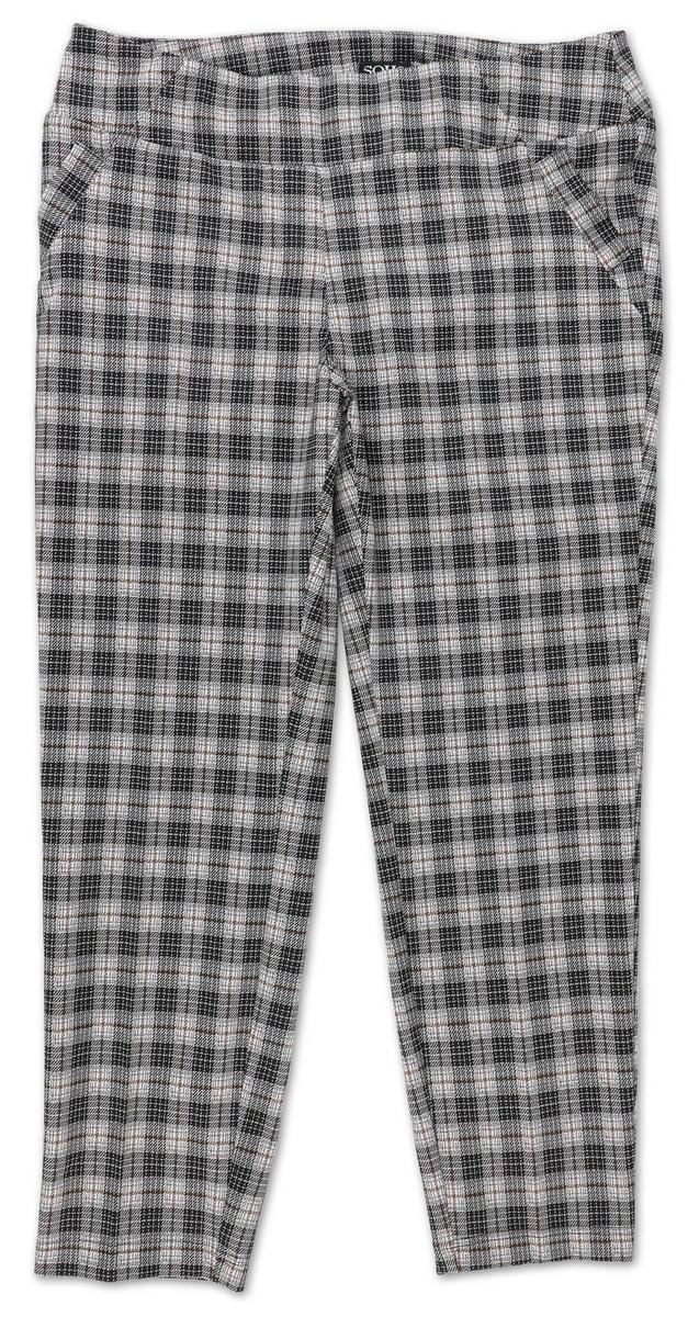 Women's Plus Pull-On Plaid Ankle Pants - Black Multi | Burkes Outlet