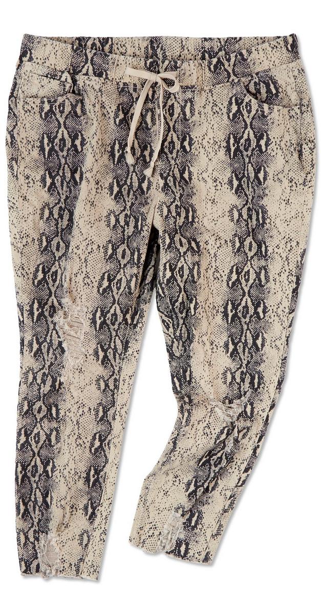 snakeskin print joggers