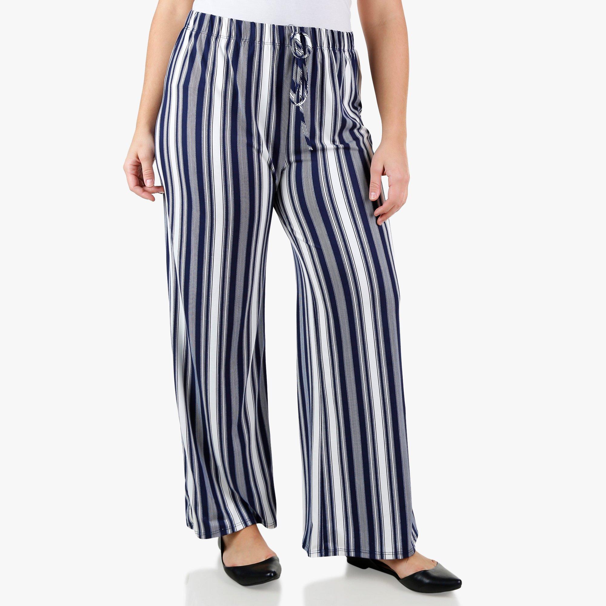 Women's Plus Striped Palazzo Pants - Navy | Burkes Outlet