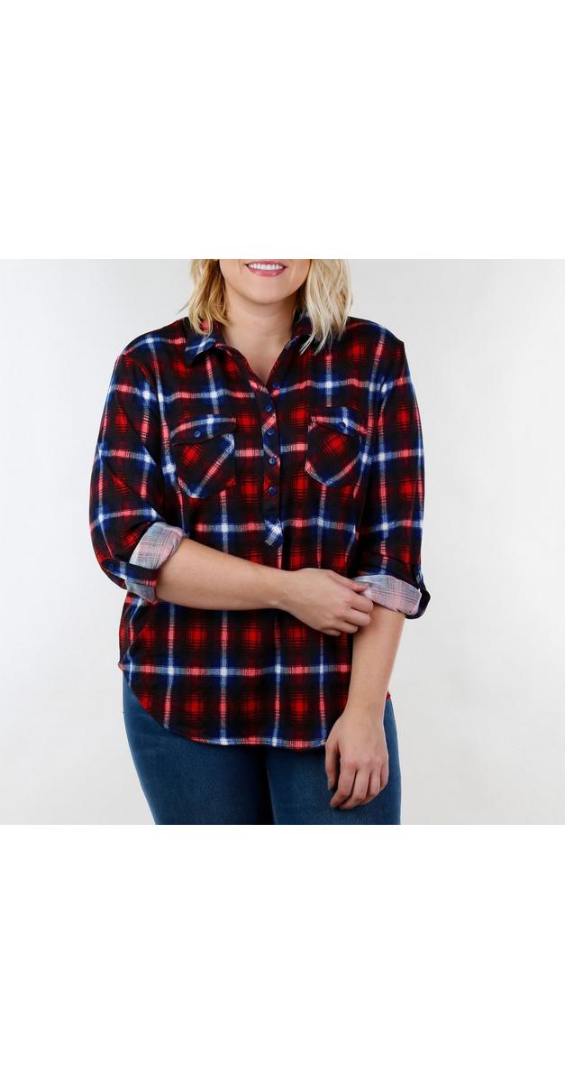 womens plus size red plaid shirt