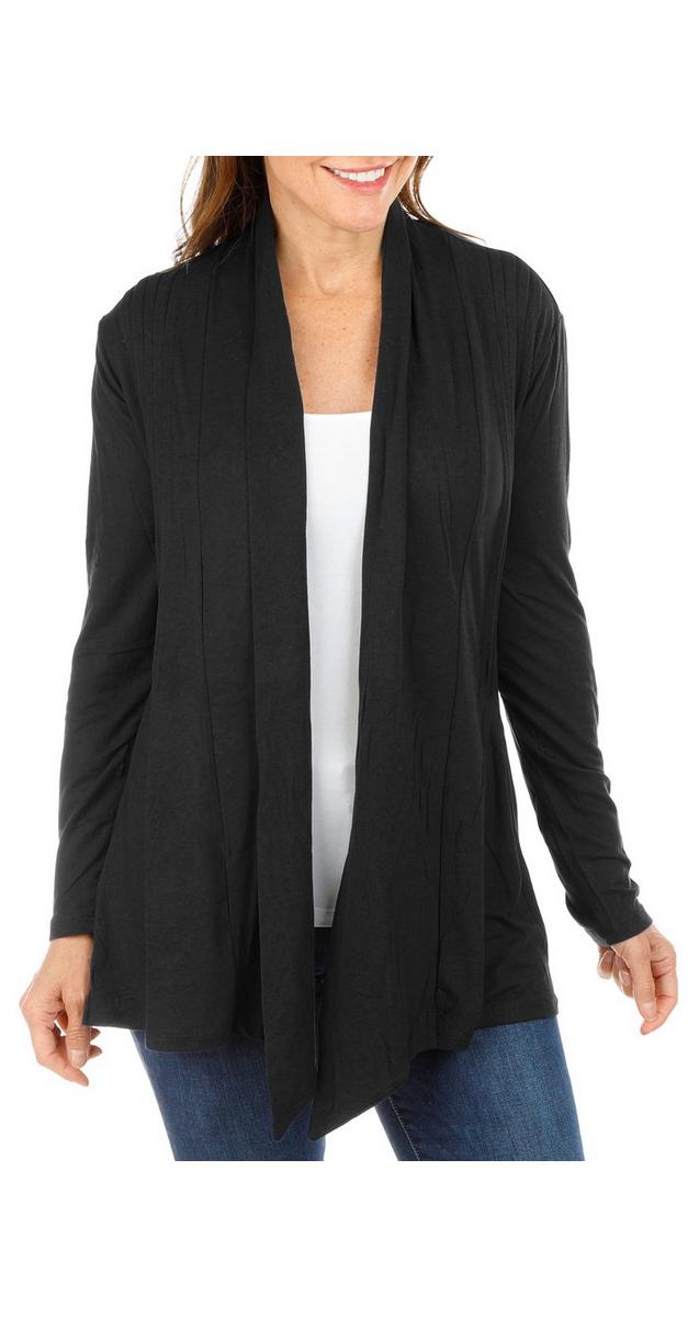Women's Solid Draped Open Front Cardigan - Black | Burkes Outlet