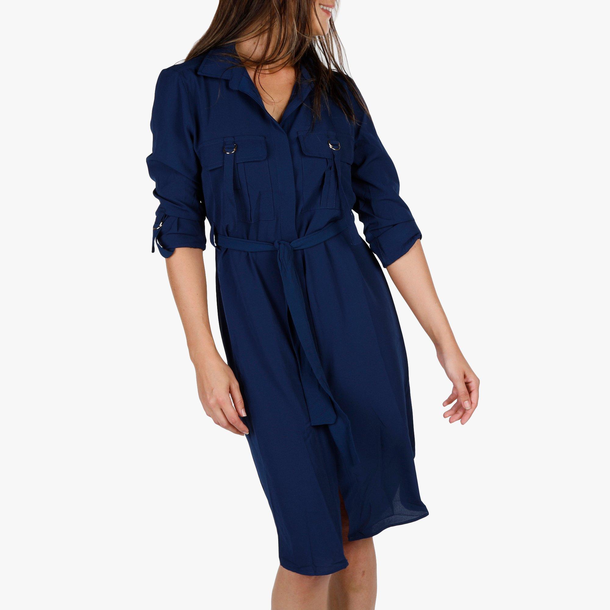 Women's Utilitarian Front-Tie Dress - Navy | Burkes Outlet