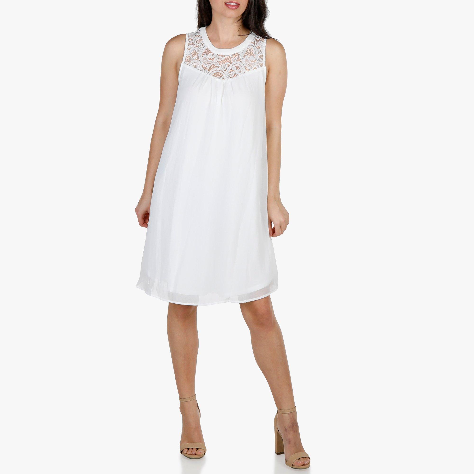 white chiffon overlay dress