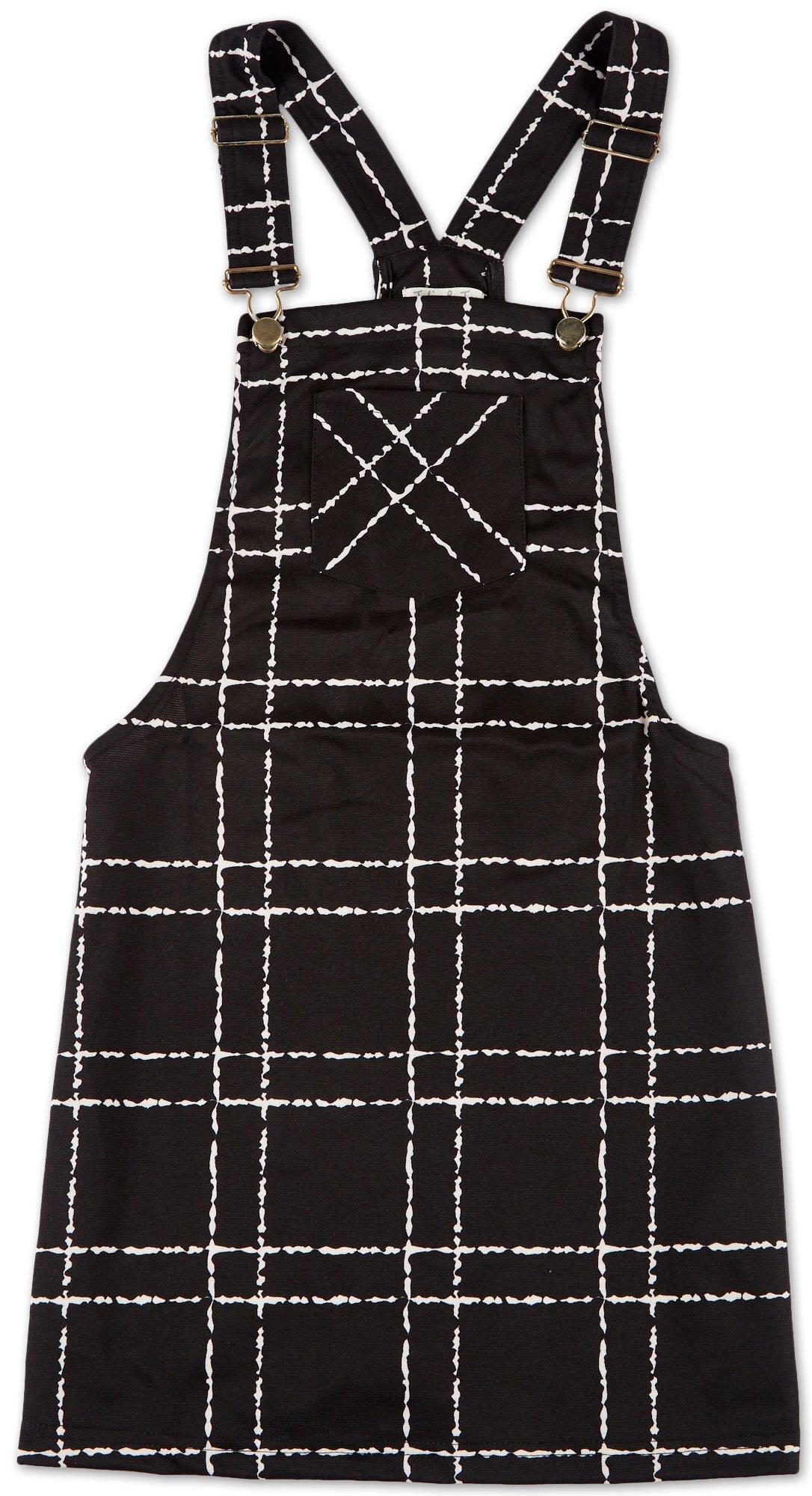 black and white plaid overall dress