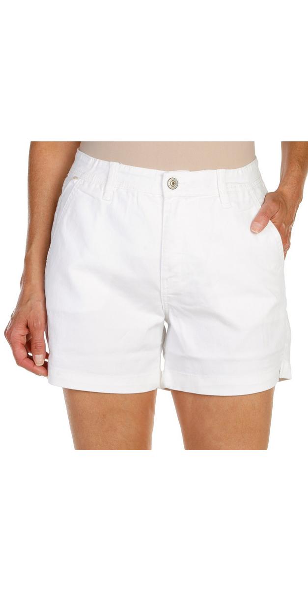 Women's Solid Comfort Waist Denim Shorts -White | Burkes Outlet