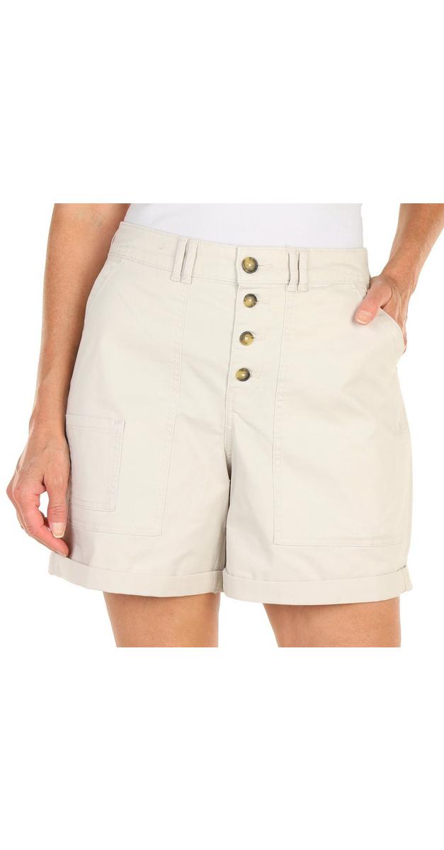 Women's Roll Cuff Utility Cargo Shorts - Khaki | Burkes Outlet