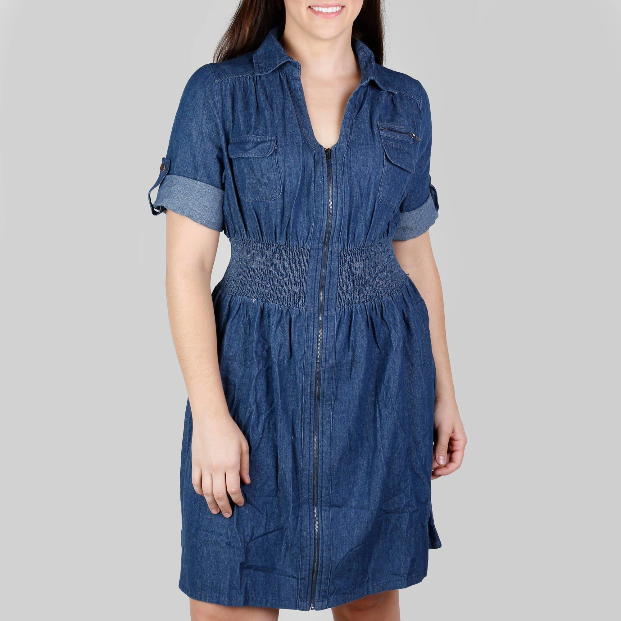 short sleeve chambray dress