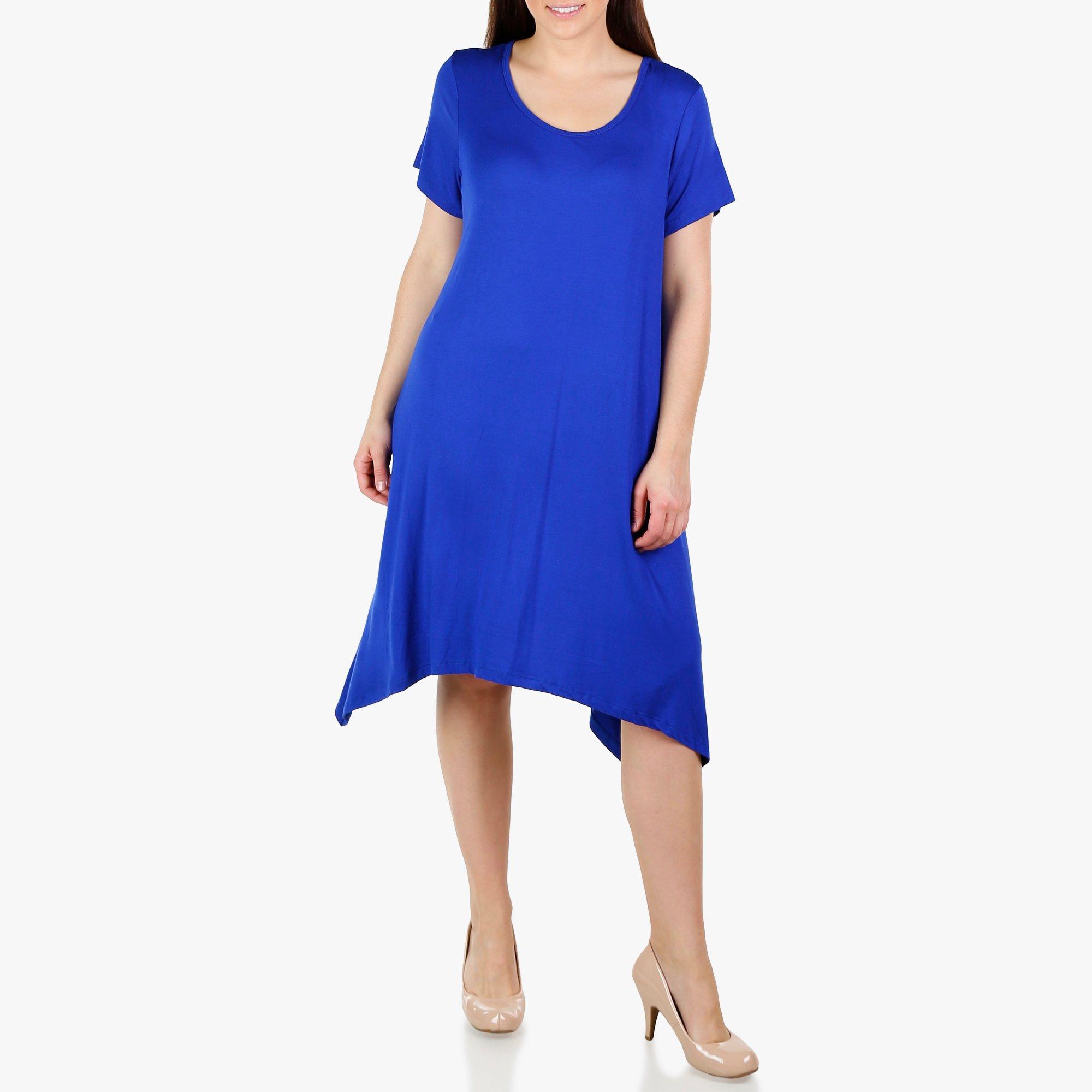 Women's Plus Solid Shark Bite Dress - Royal | Burkes Outlet