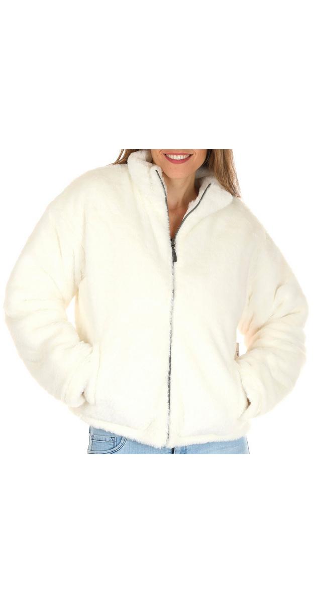 Women's Solid Faux Fur Jacket White Burkes Outlet
