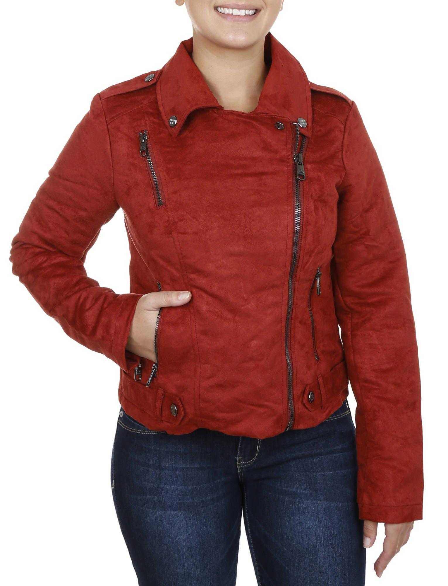 rust suedette biker jacket