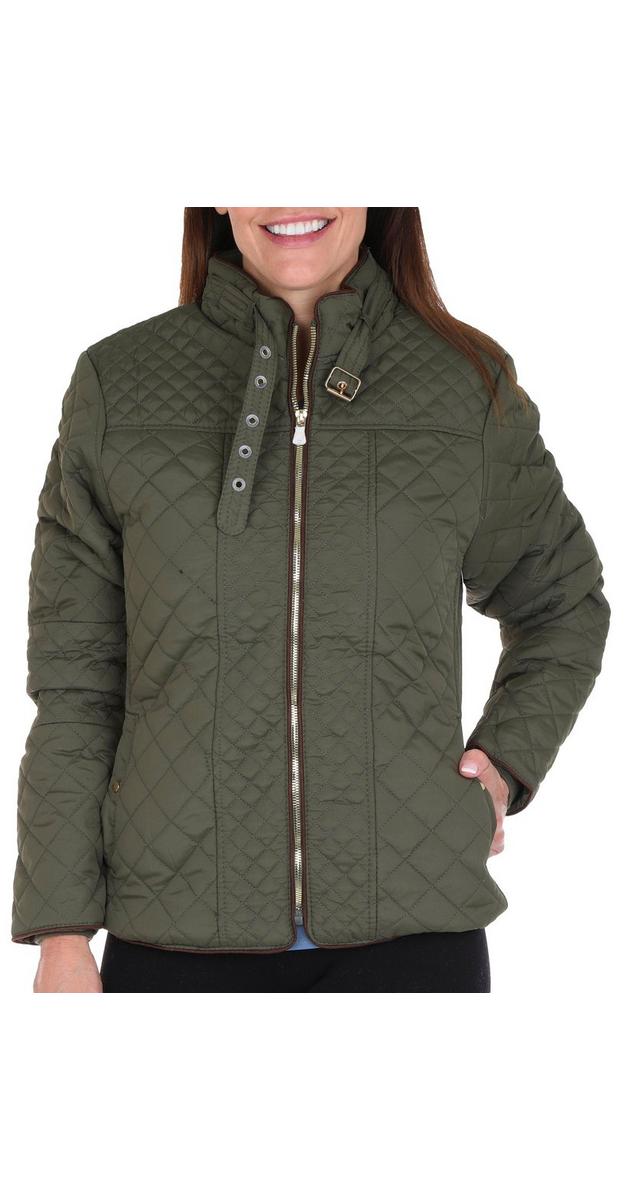 Women's Solid Quilted Jacket Green Burkes Outlet