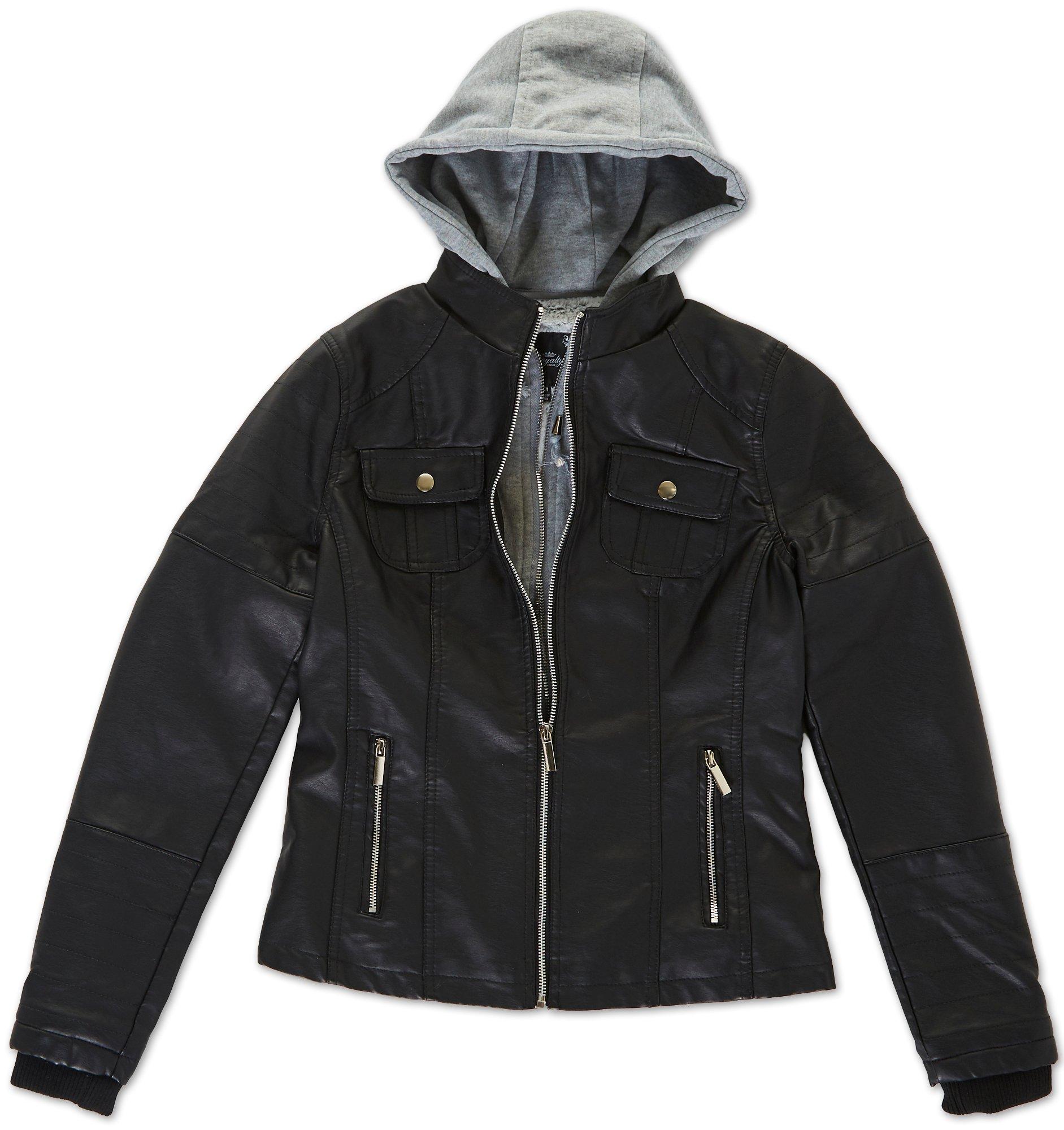 women's faux leather jacket with hood