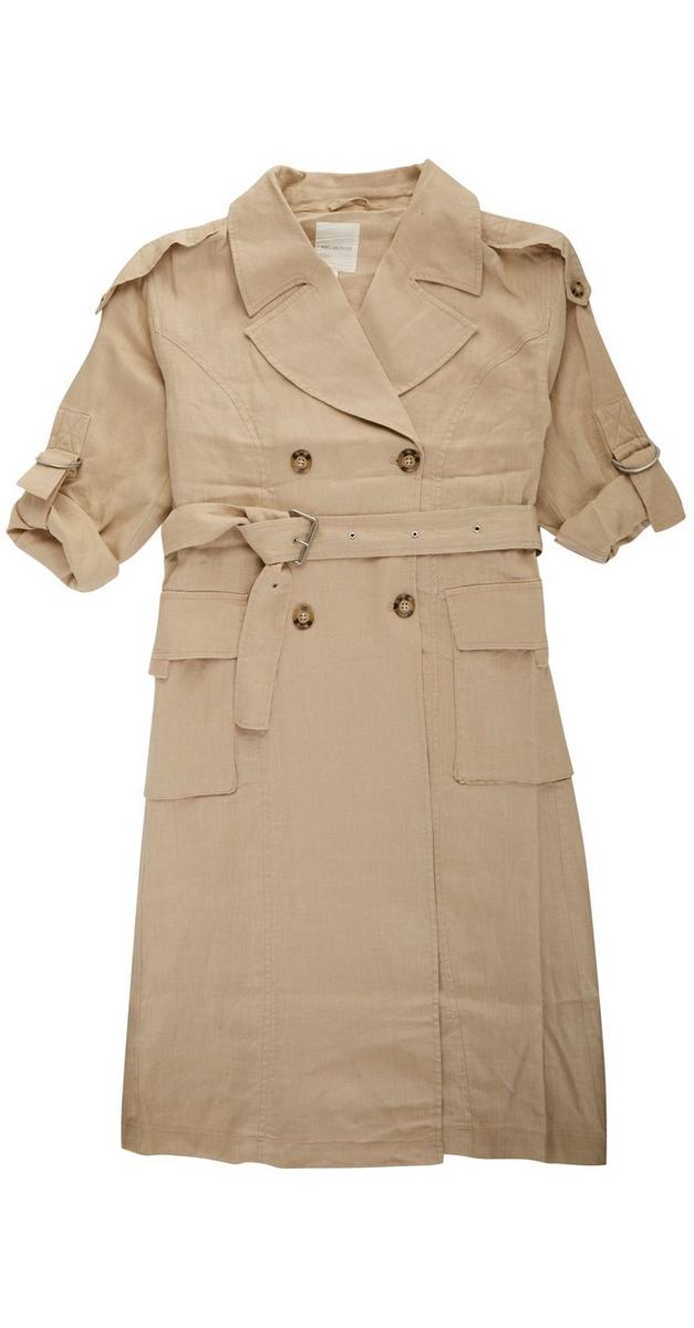 Women's Linen Trench Coat Tan Burkes Outlet