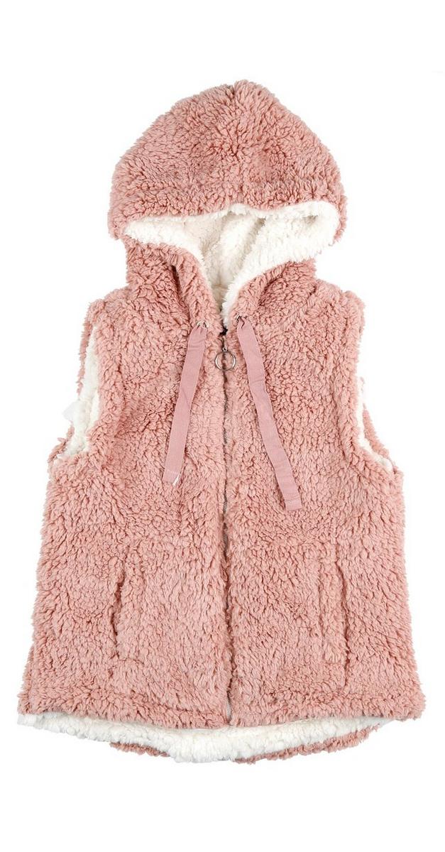 Juniors Teddy Bear Zip Vest - Mauve | Burkes Outlet