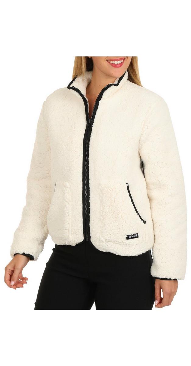 Juniors Solid Sherpa Jacket White Burkes Outlet