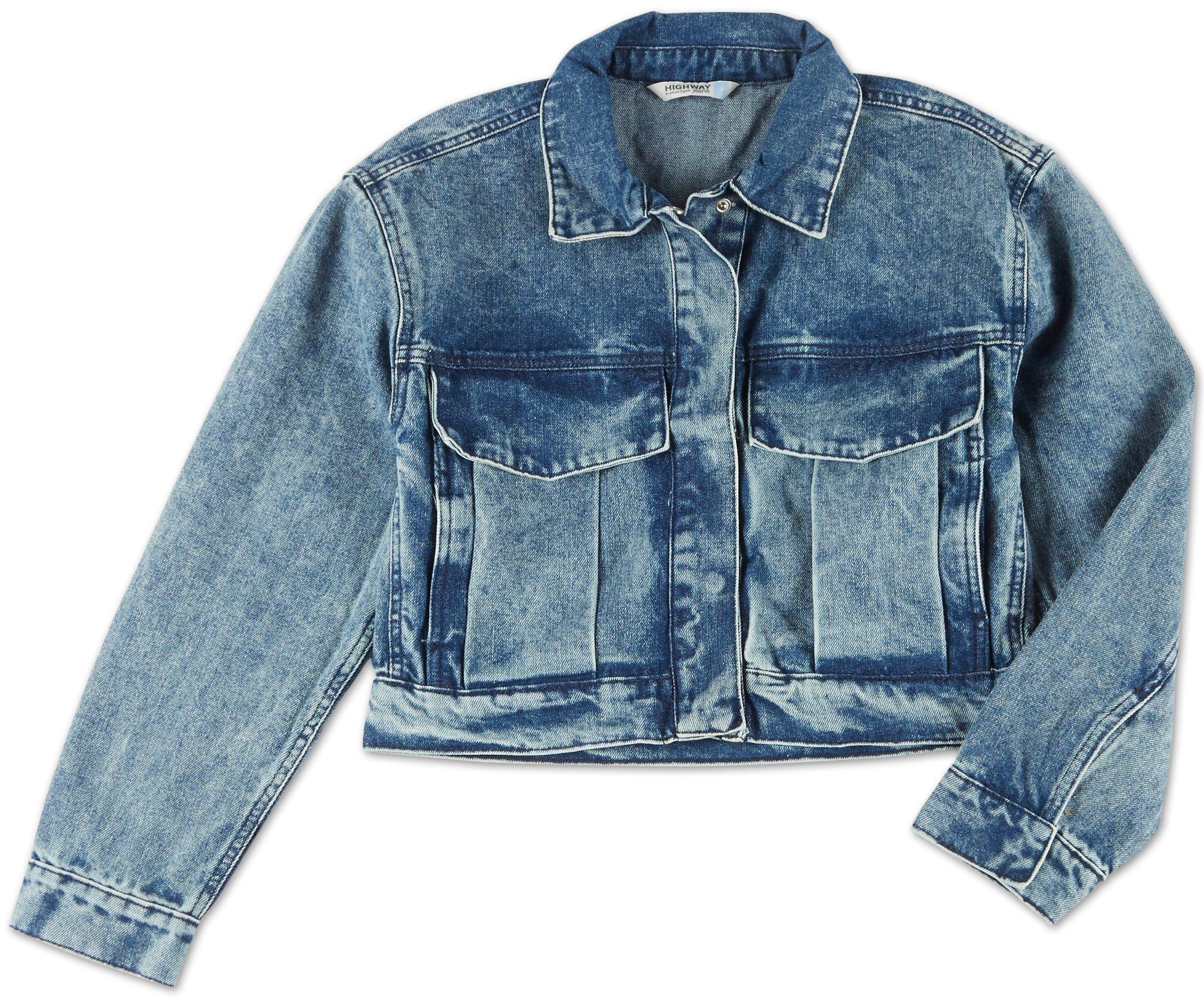 cropped denim jacket dark wash