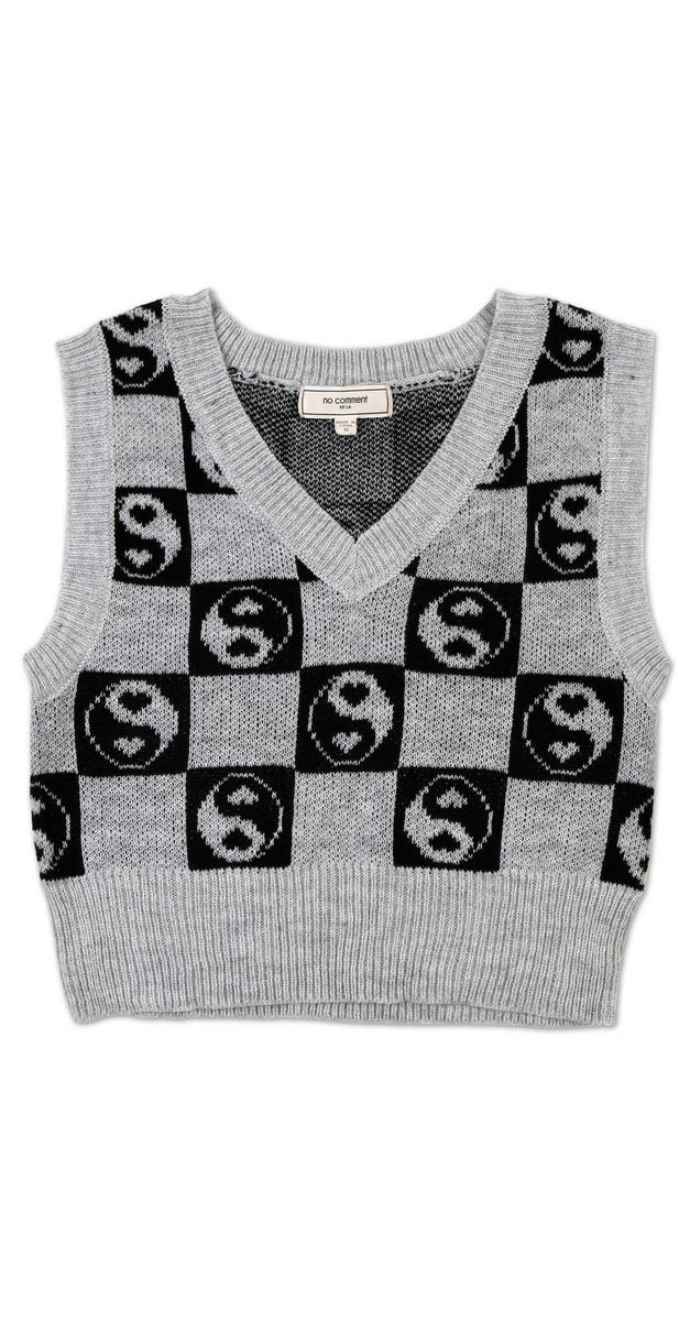 Juniors Yin-Yang Crop Sweater Vest - Grey | Burkes Outlet
