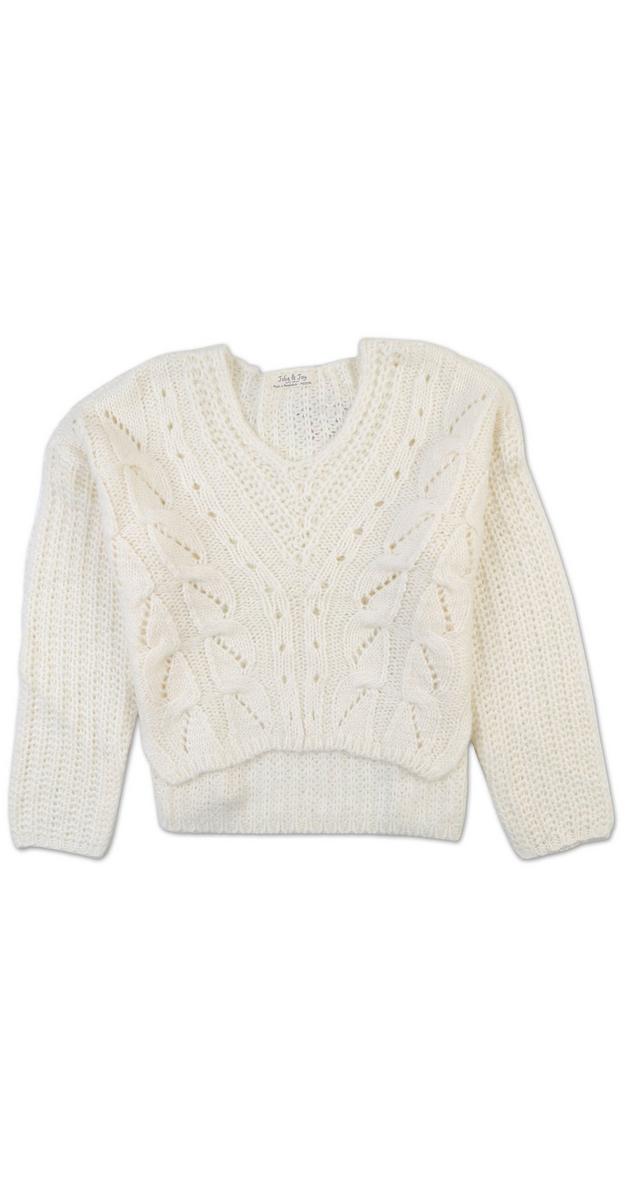 Juniors Cable Knit Sweater White Burkes Outlet