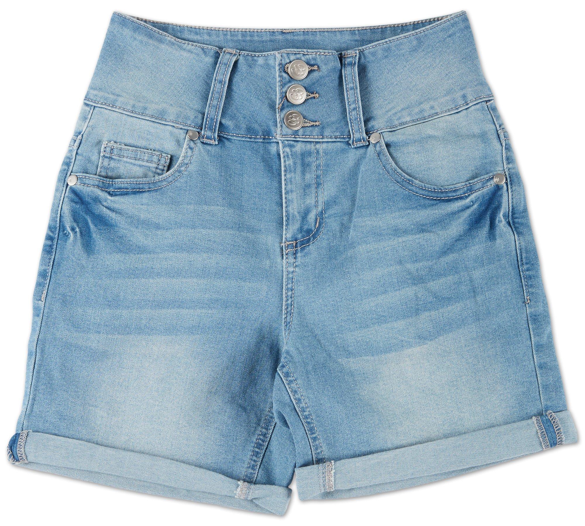 high waisted light wash jean shorts