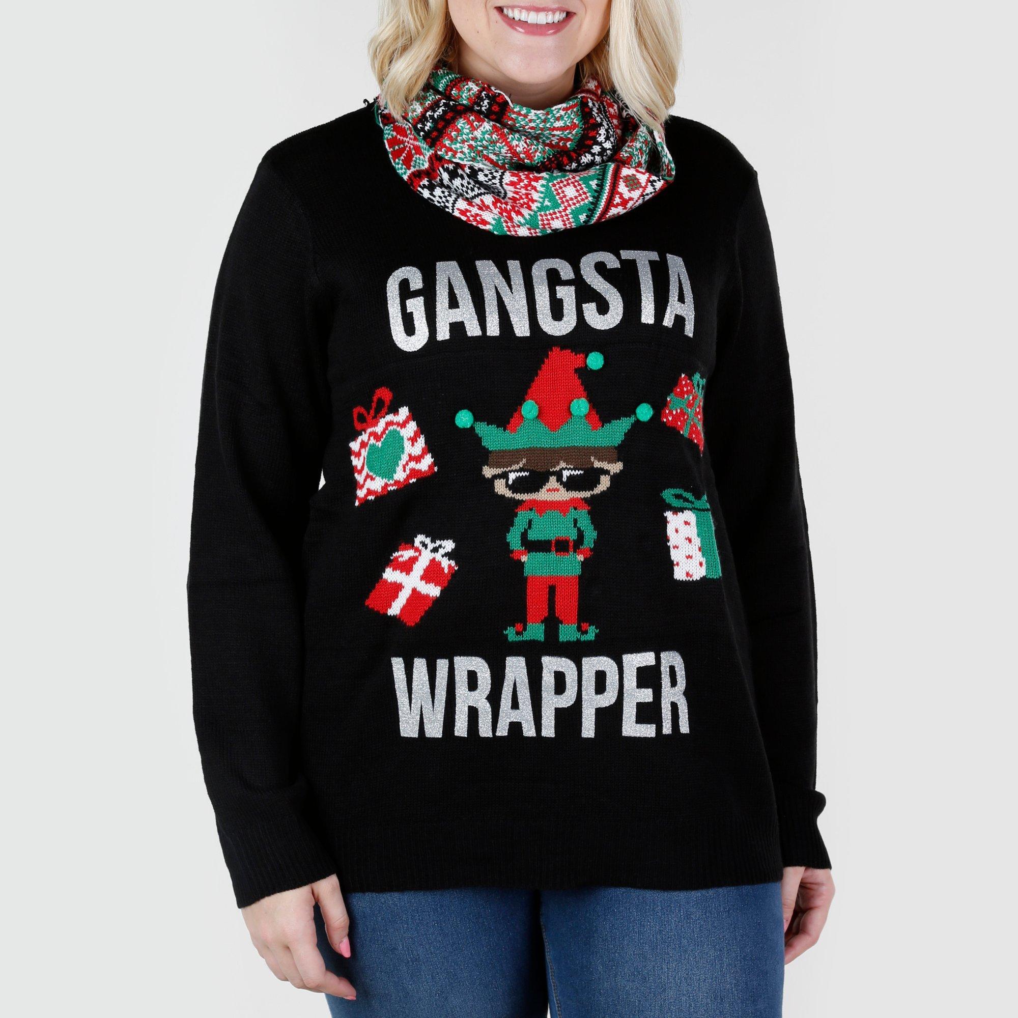 gangsta wrapper ugly sweater