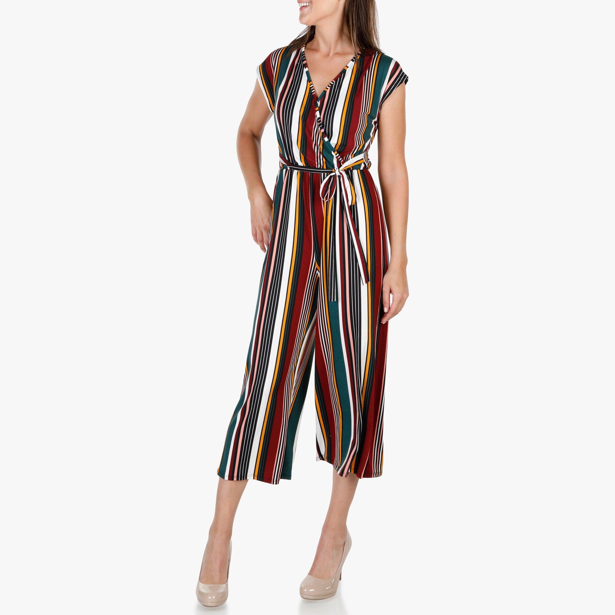 caution to the wind striped jumpsuit