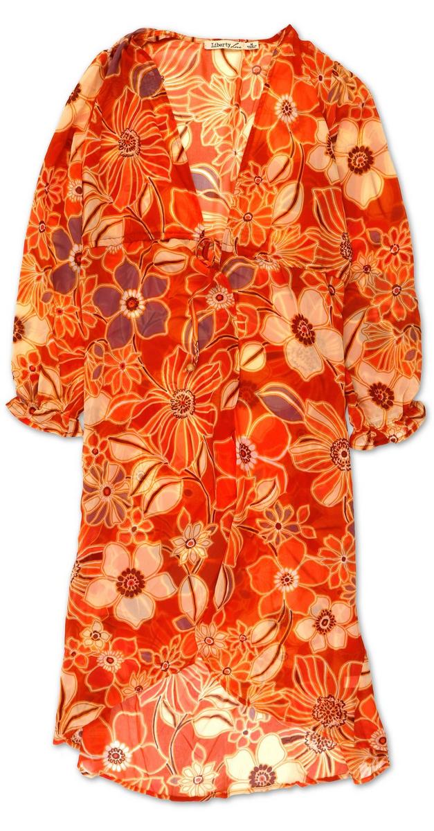 Juniors Floral Print Kimono Orange Burkes Outlet