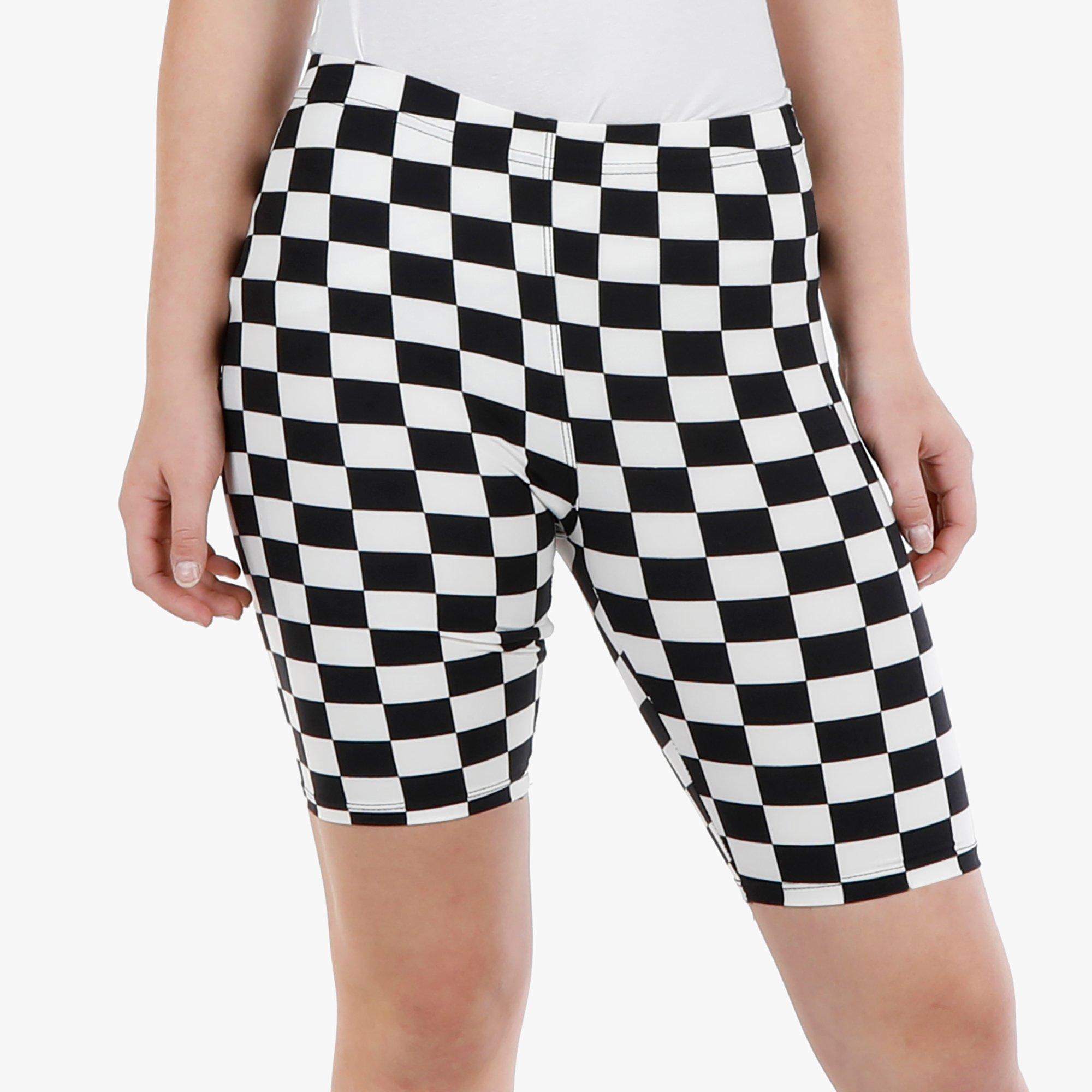 plus size checkerboard biker shorts