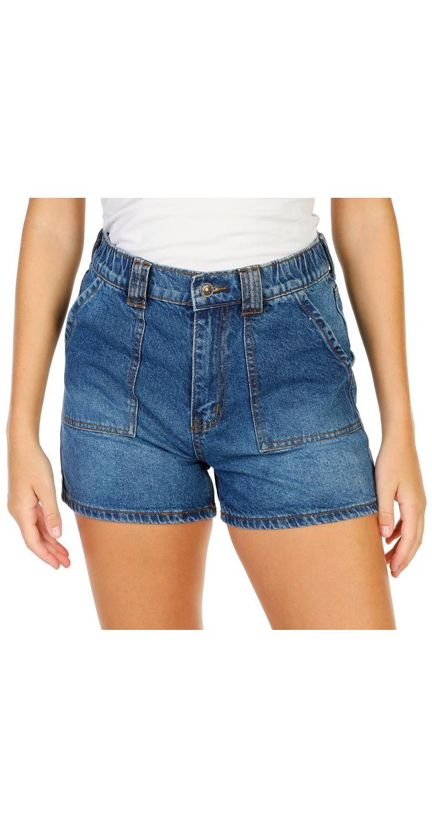 Juniors Skater Denim Shorts Medium Wash Burkes Outlet