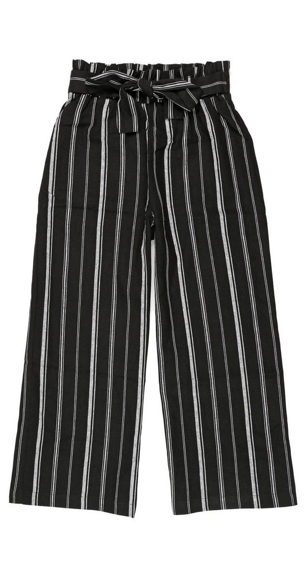 black striped paper bag pants