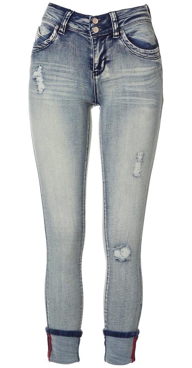 Juniors Cuffed Or Uncuffed Skinny Jeans Medium Wash Burkes Outlet