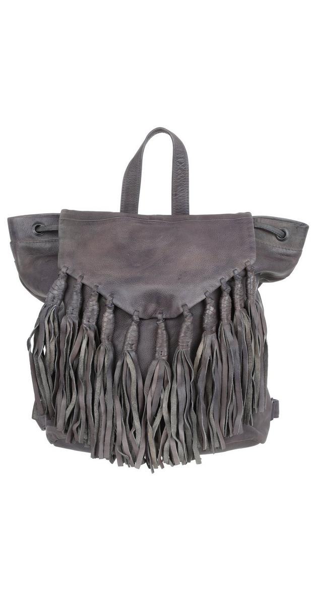 Lee Fringe Genuine Leather Backpack Grey Burkes Outlet