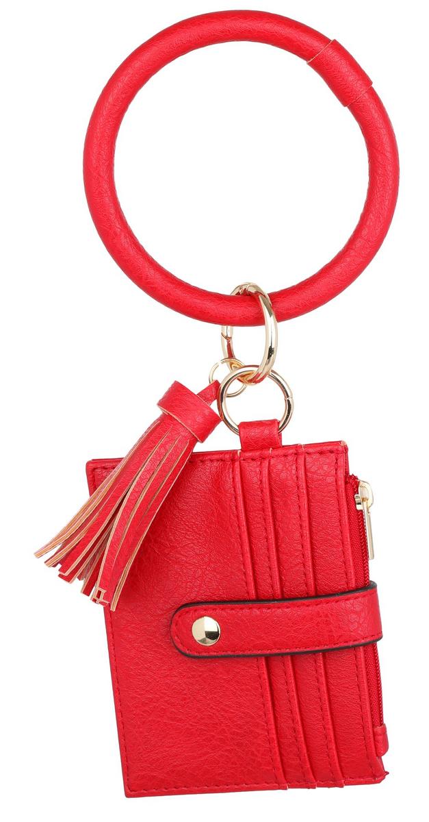 Wrist Keychain With Cardholder - Red | Burkes Outlet