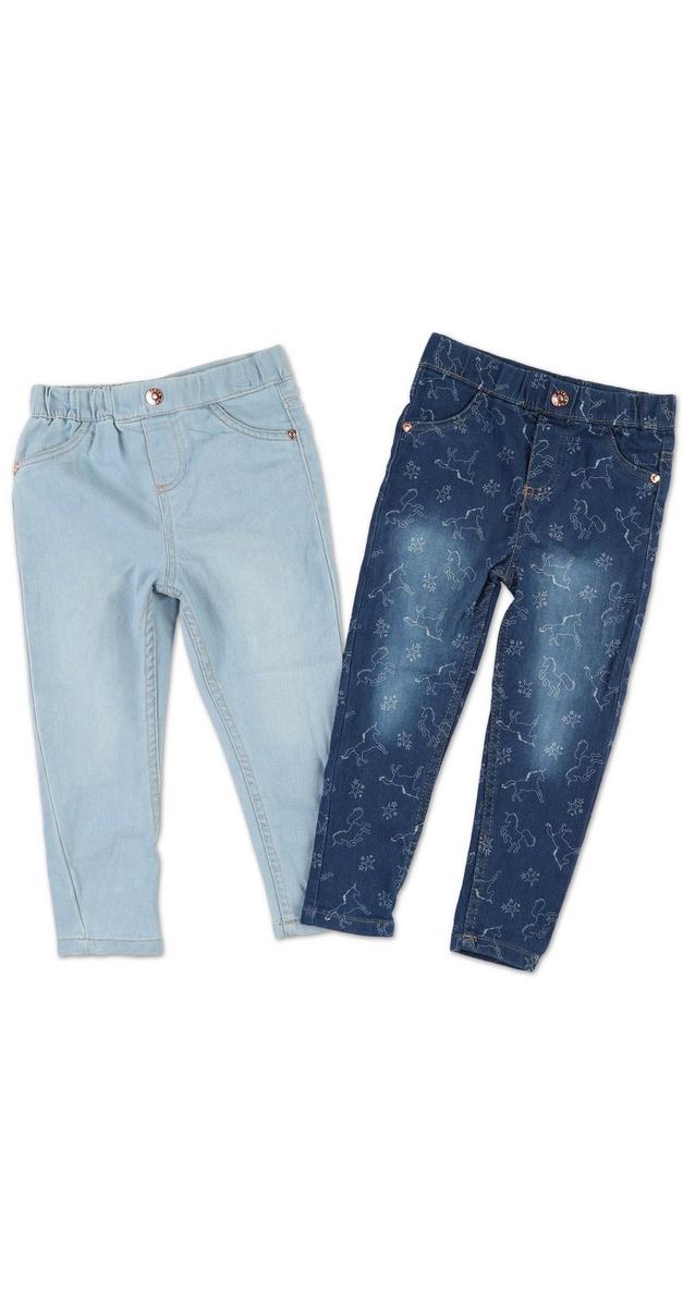 Little Girls 2 Pk Denim Leggings Light/Dark Burkes Outlet