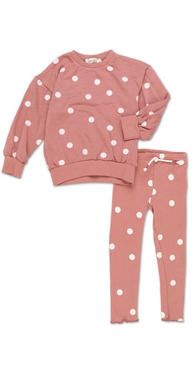 Little Girls 2 Pc Polka-Dot Leggings Set - Pink | Burkes Outlet