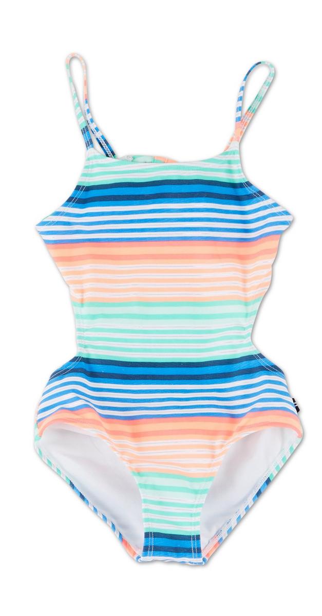 Little Girls Stripe Cut Out One Piece Swimsuit - Multi | Burkes Outlet