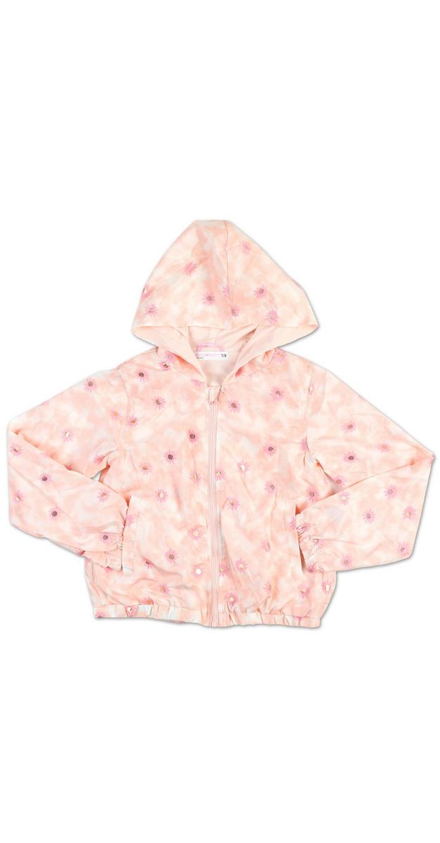 Girls Flower Zip Up Hooded Jacket - Light Pink | Burkes Outlet