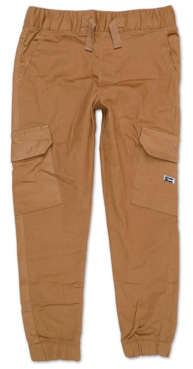 Boys Solid Twill Cargo Joggers - Khaki | Burkes Outlet