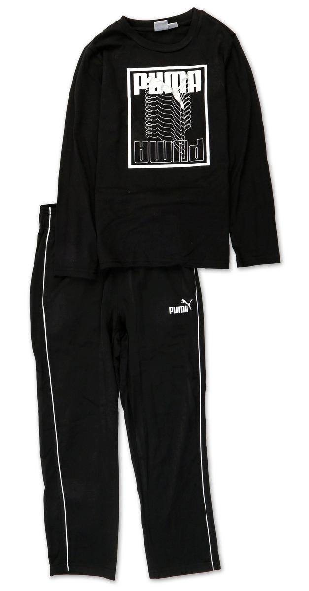 Boys Active 2 Pc Logo Pants Set Black Burkes Outlet