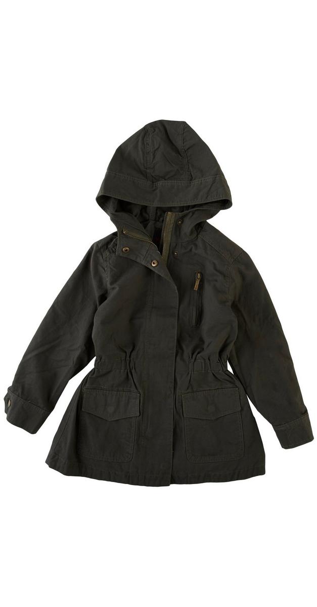 Little Girls Quilted Anorak Hooded Jacket - Olive | Burkes Outlet