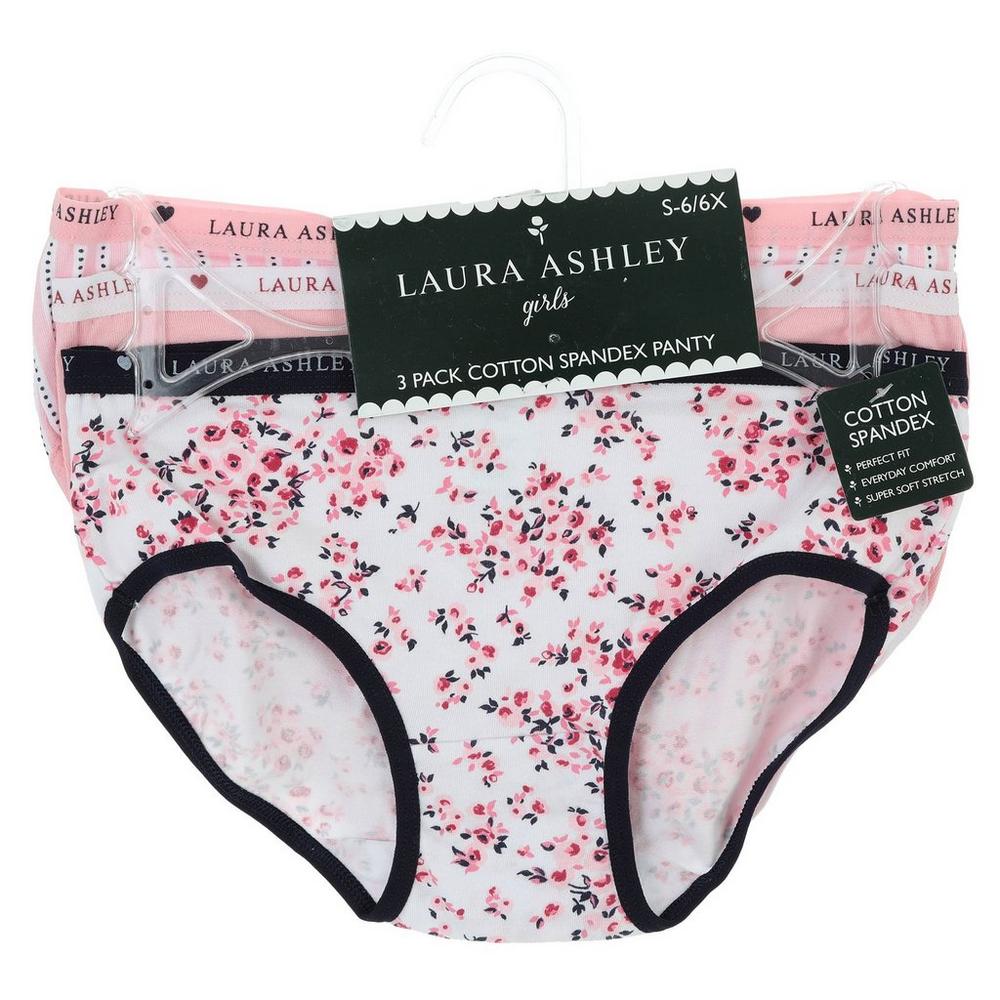 Laura Ashley Girls 3 pack cotton panties size M 7/8 flower print