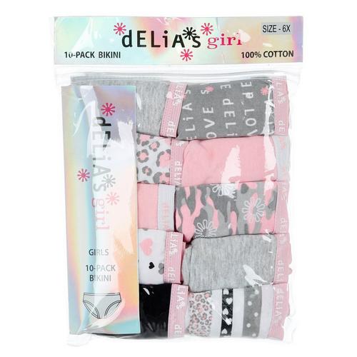 Little Girls 10 Pk Assorted Bikini Panty Set Grey Pink Burkes Outlet