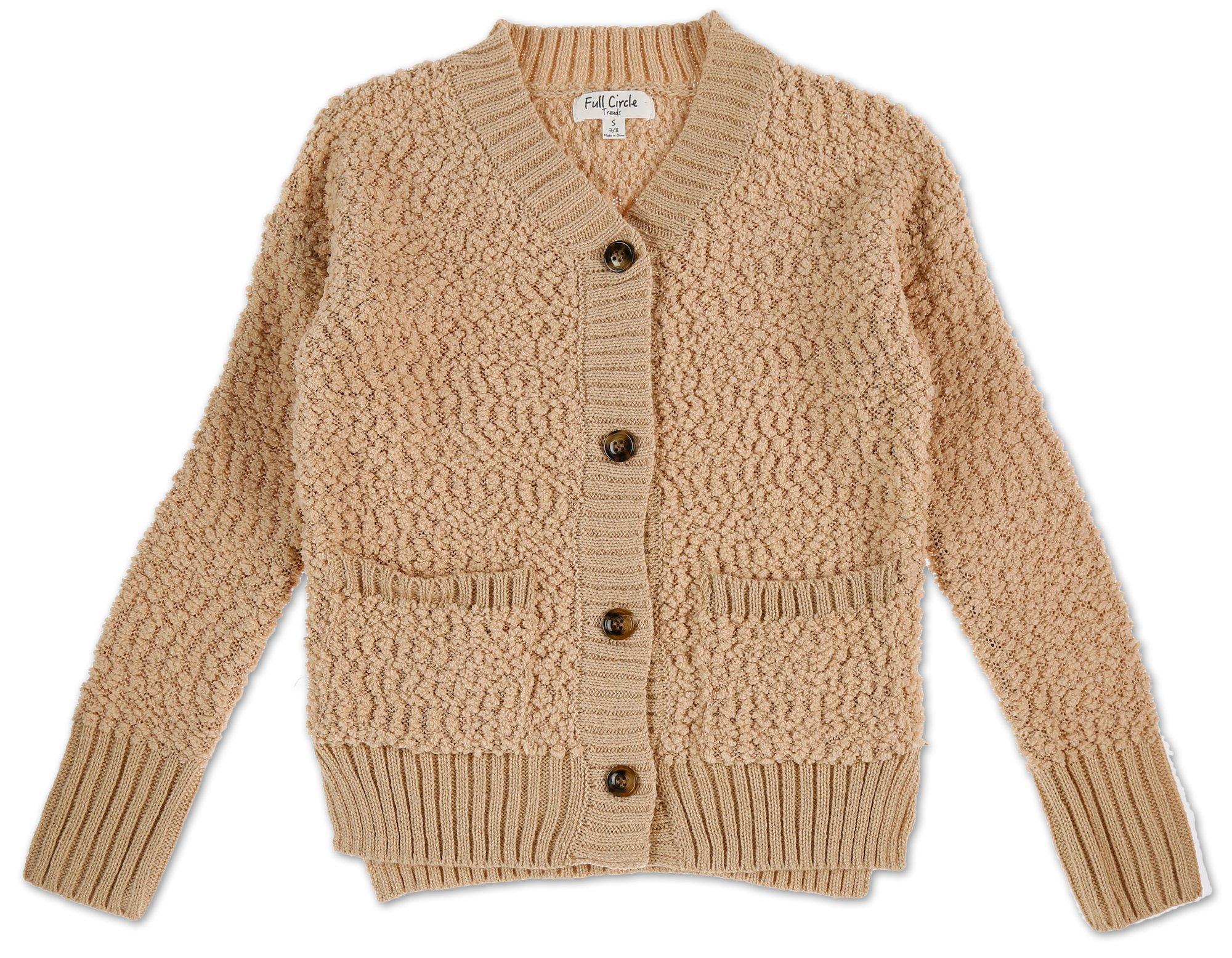 girls tan cardigan