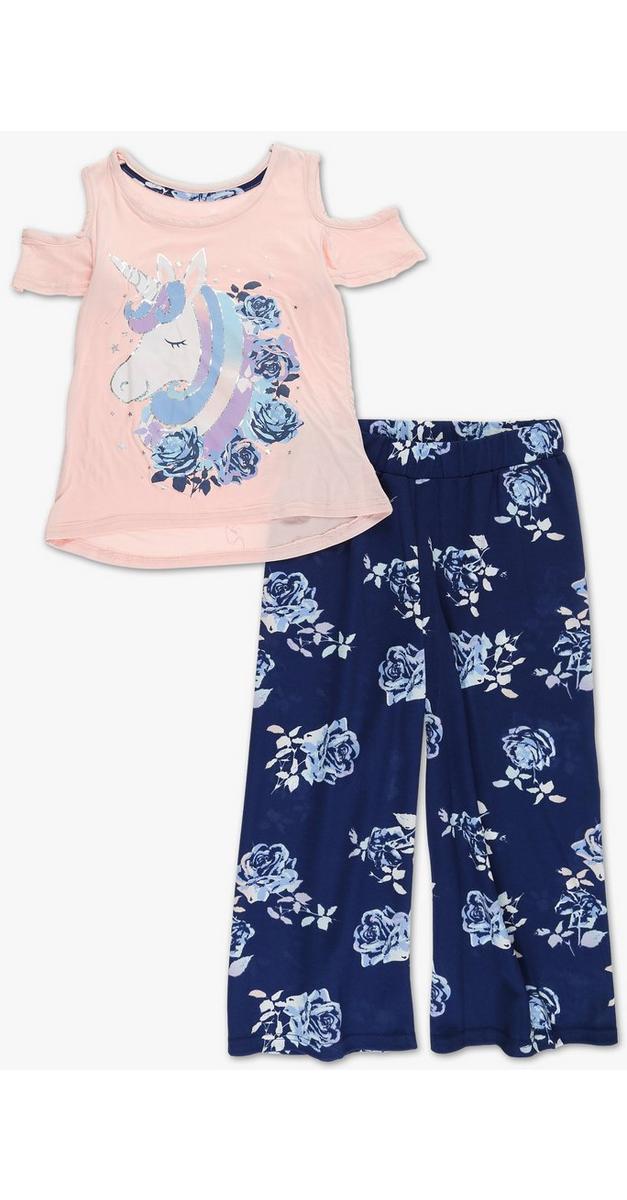 Girls Unicorn 2 Pc Pants Set - Multi (7-16) | Burkes Outlet