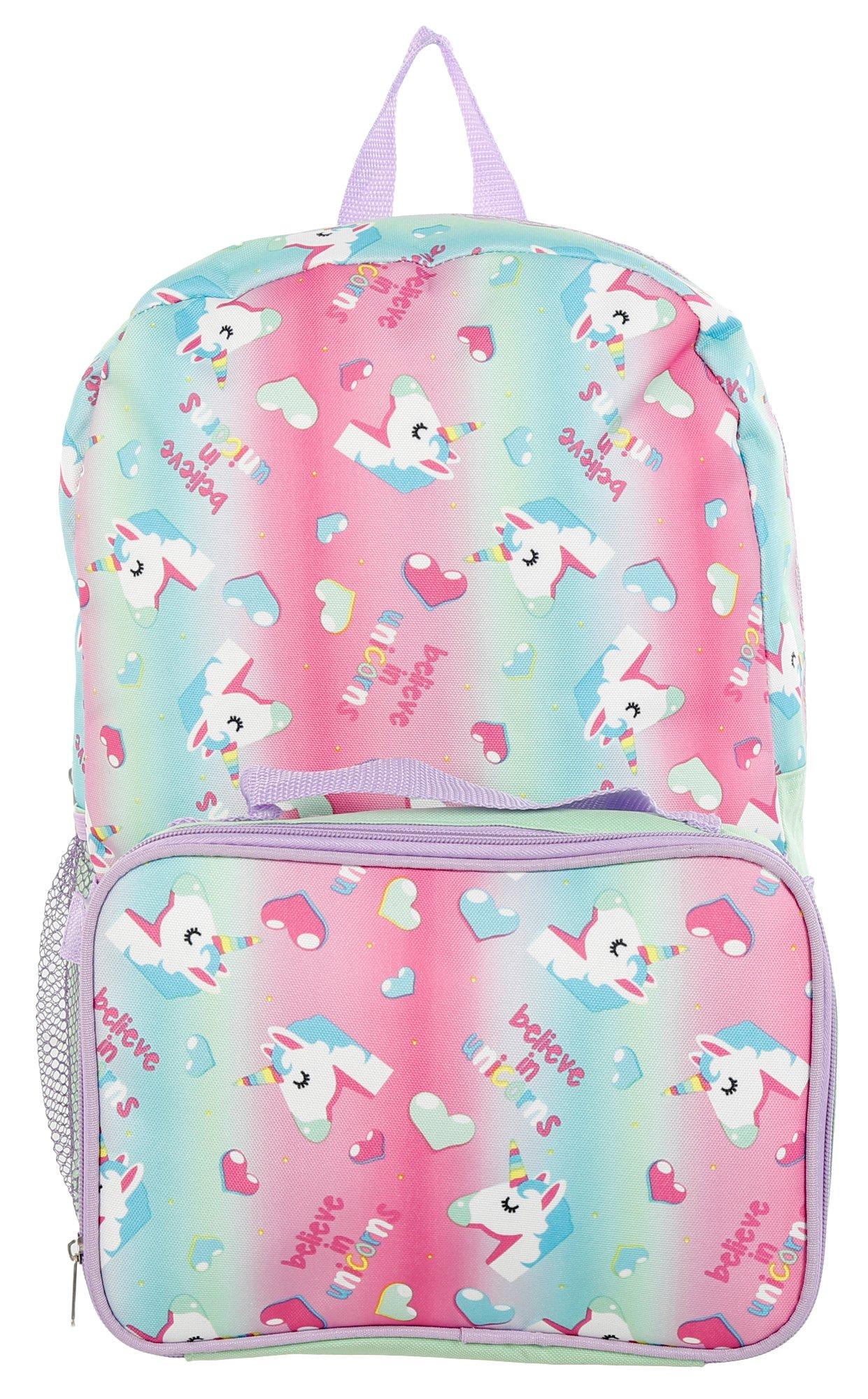 unicorn bookbag and lunch box