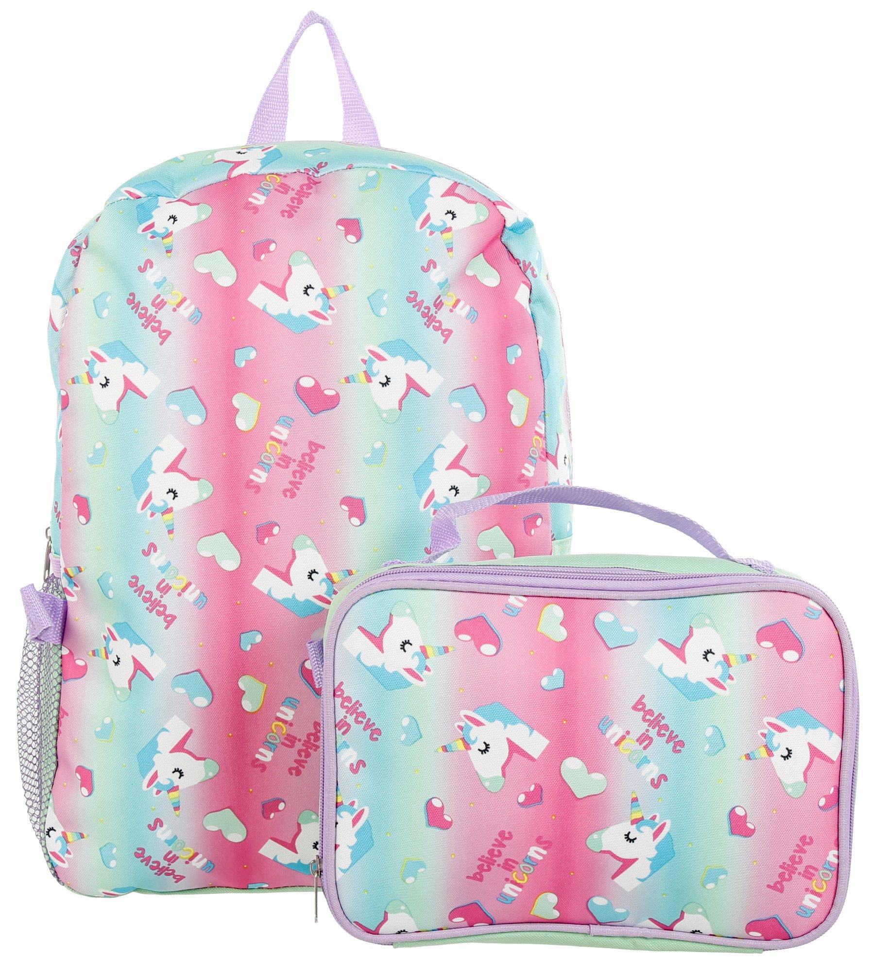 unicorn backpacks with lunch box