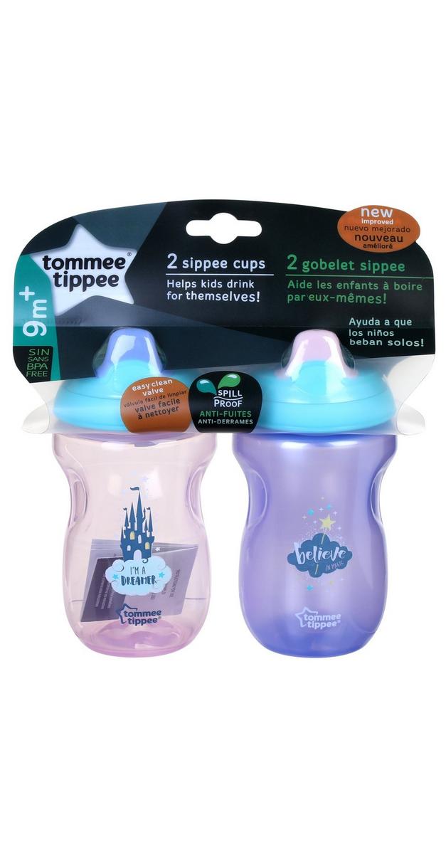 2 Pk 10 oz. Spill Proof Sippy Cup Pink Multi Burkes Outlet