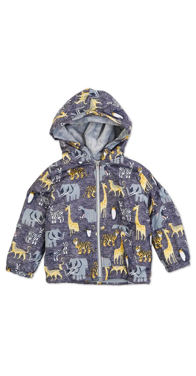 Toddler Boys Safari Animal Print Hooded Jacket - Grey | Burkes Outlet