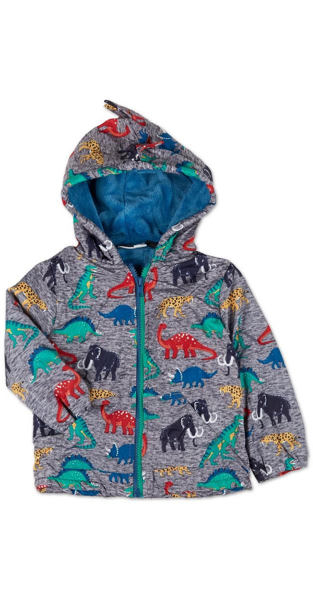 Toddler Boys Dino Print Lightweight Hooded Jacket - Grey Multi | Burkes ...