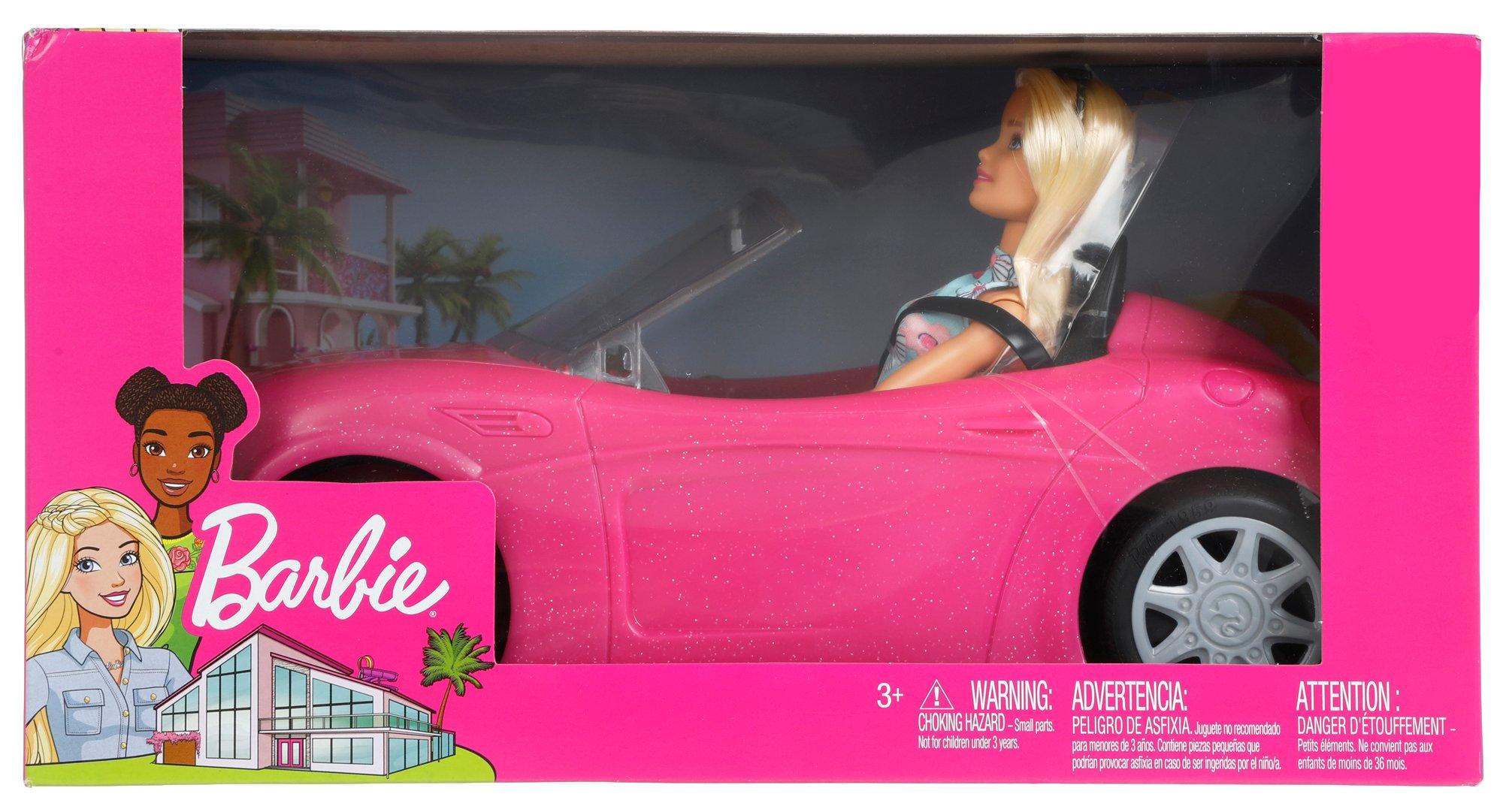 barbie convertible car and doll set