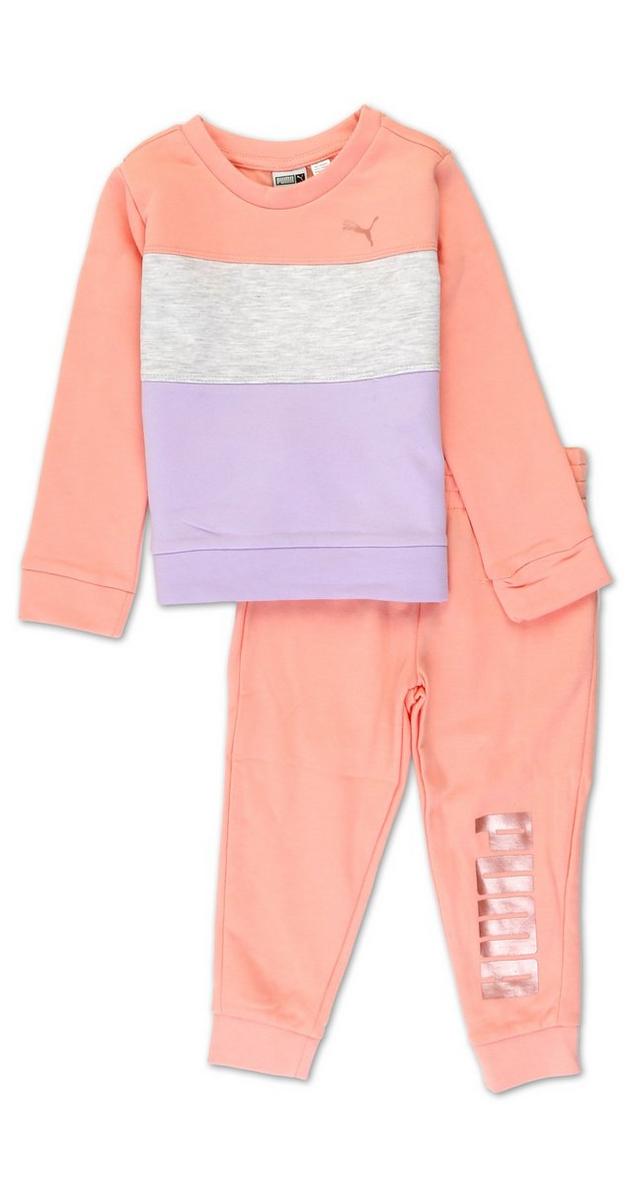 Toddler Girls 2 Pc Color Block Jogger Set Pink Multi Burkes Outlet